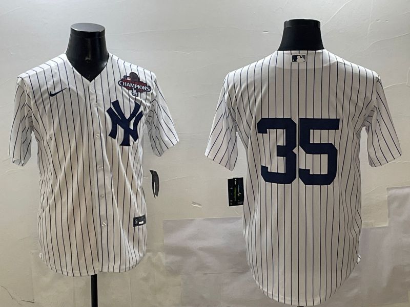 Men New York Yankees #35 No Name White Stripe Game 2025 Nike MLB Jersey style 5->new york yankees->MLB Jersey